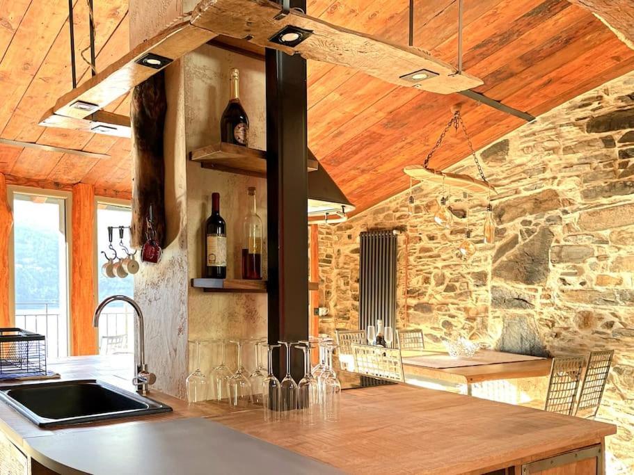 Romantic Home Stone With Amazing View Lake Of Como And Oleandra Laglio Luaran gambar
